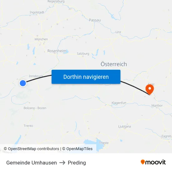 Gemeinde Umhausen to Preding map