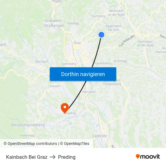 Kainbach Bei Graz to Preding map