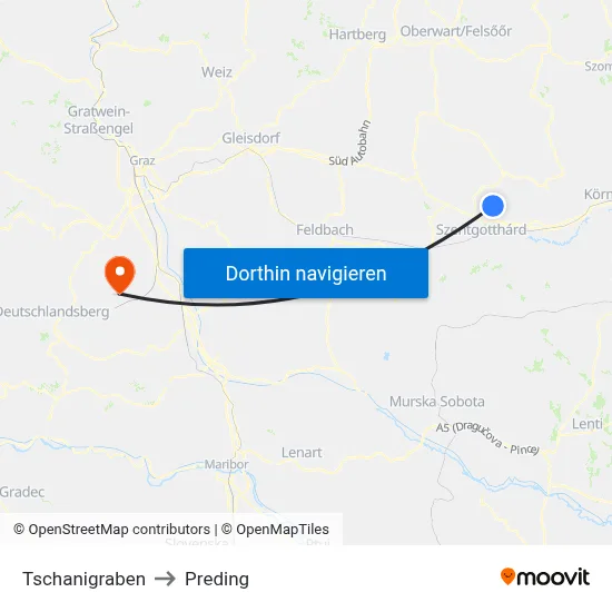 Tschanigraben to Preding map