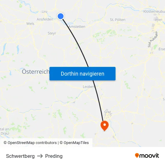 Schwertberg to Preding map