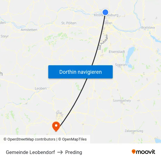 Gemeinde Leobendorf to Preding map
