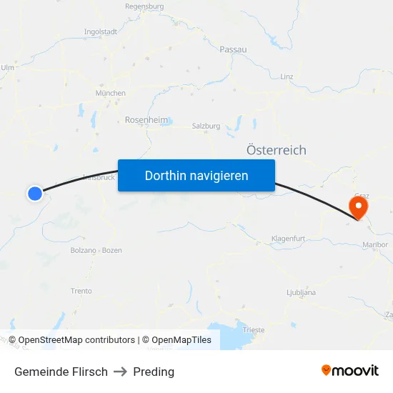 Gemeinde Flirsch to Preding map
