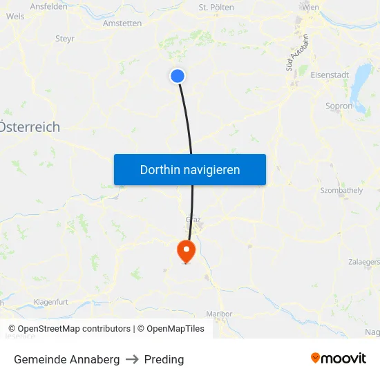 Gemeinde Annaberg to Preding map