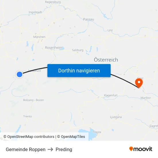 Gemeinde Roppen to Preding map