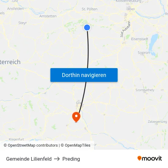 Gemeinde Lilienfeld to Preding map