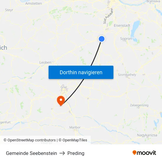 Gemeinde Seebenstein to Preding map