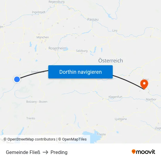 Gemeinde Fließ to Preding map