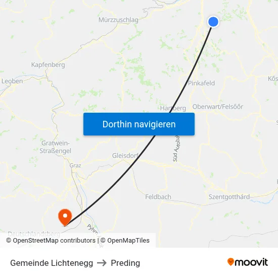 Gemeinde Lichtenegg to Preding map