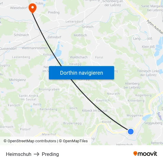 Heimschuh to Preding map