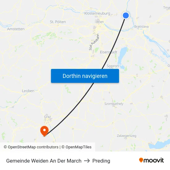 Gemeinde Weiden An Der March to Preding map