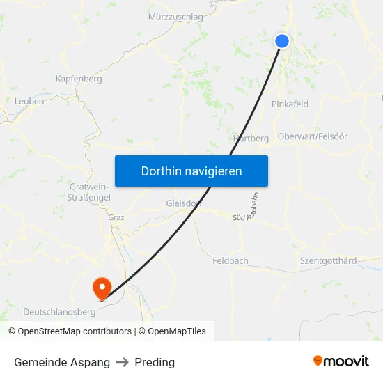 Gemeinde Aspang to Preding map