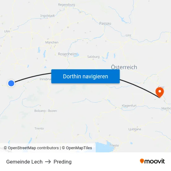 Gemeinde Lech to Preding map