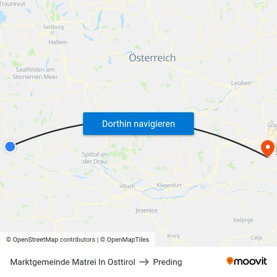 Marktgemeinde Matrei In Osttirol to Preding map