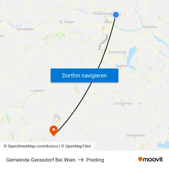 Gemeinde Gerasdorf Bei Wien to Preding map