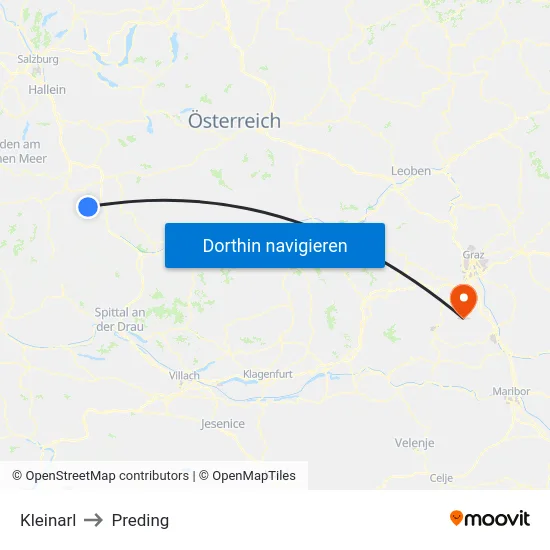Kleinarl to Preding map