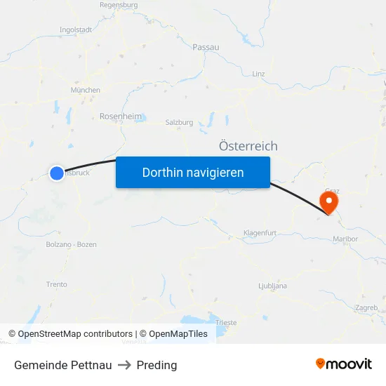 Gemeinde Pettnau to Preding map