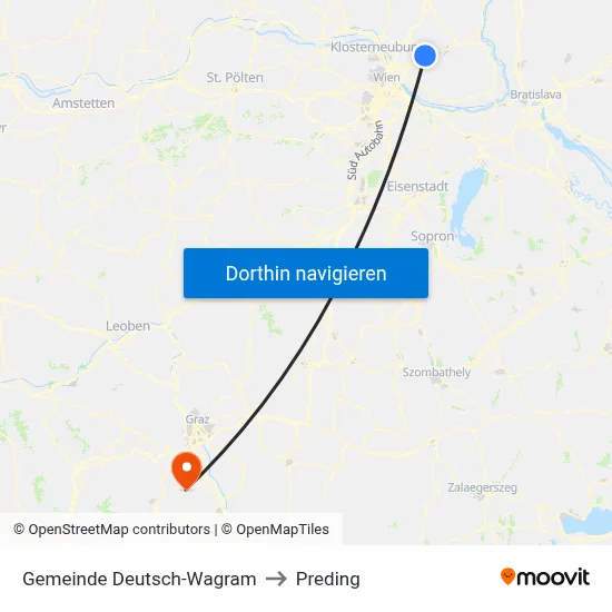 Gemeinde Deutsch-Wagram to Preding map