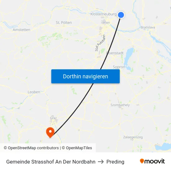 Gemeinde Strasshof An Der Nordbahn to Preding map