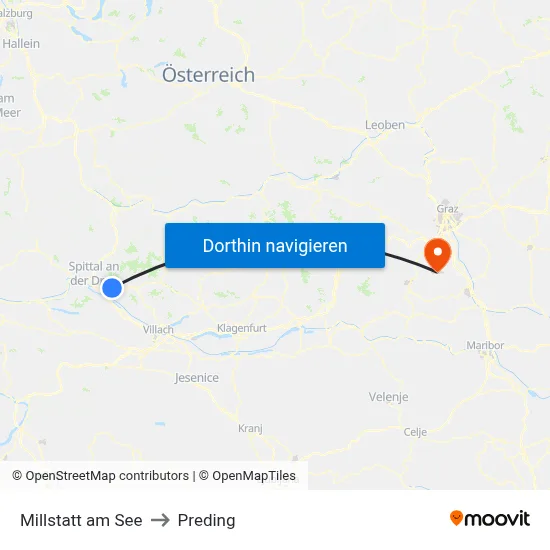 Millstatt am See to Preding map