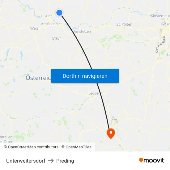 Unterweitersdorf to Preding map