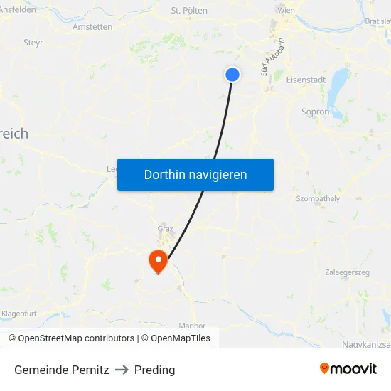 Gemeinde Pernitz to Preding map