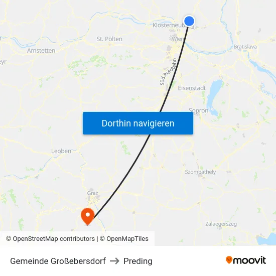 Gemeinde Großebersdorf to Preding map