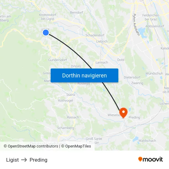 Ligist to Preding map