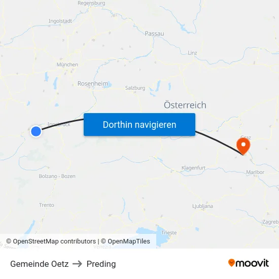 Gemeinde Oetz to Preding map