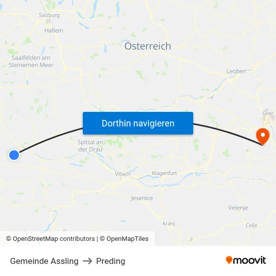 Gemeinde Assling to Preding map