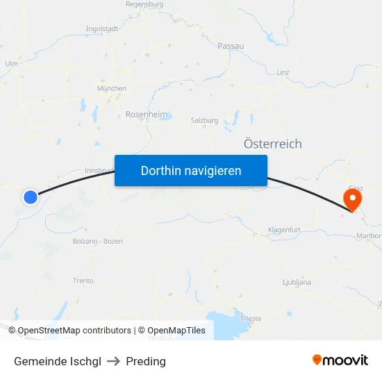 Gemeinde Ischgl to Preding map