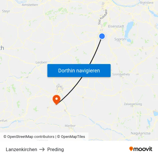 Lanzenkirchen to Preding map