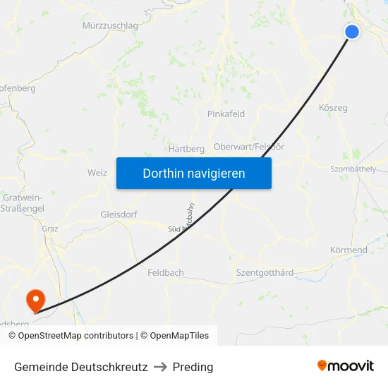 Gemeinde Deutschkreutz to Preding map