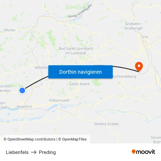 Liebenfels to Preding map