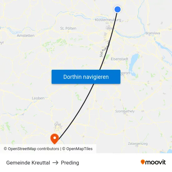 Gemeinde Kreuttal to Preding map