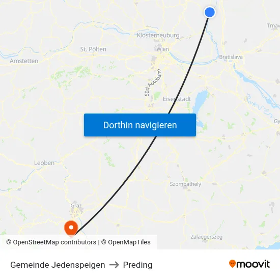 Gemeinde Jedenspeigen to Preding map