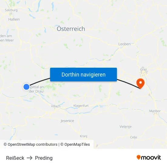 Reißeck to Preding map