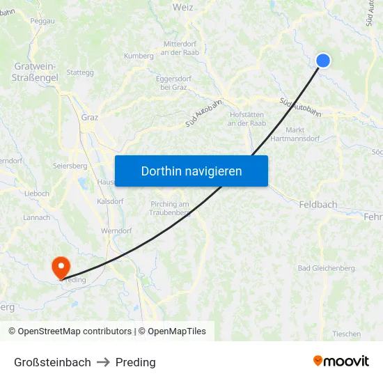 Großsteinbach to Preding map