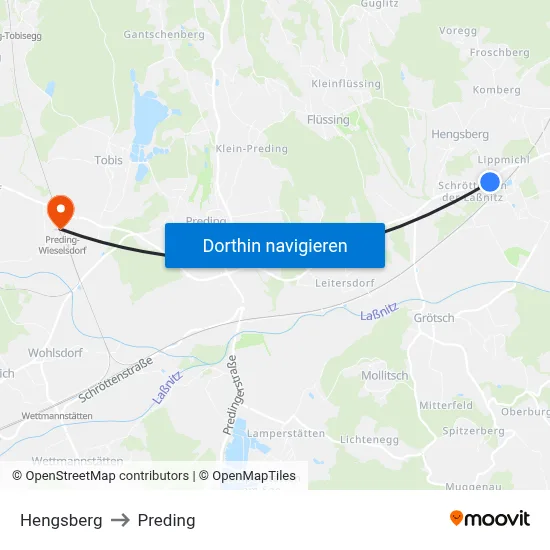 Hengsberg to Preding map