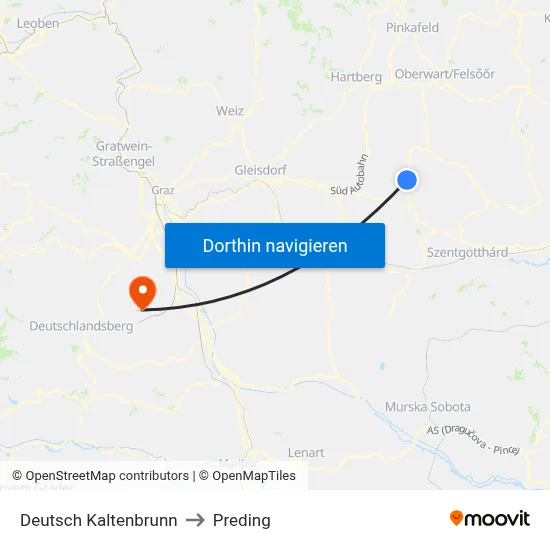 Deutsch Kaltenbrunn to Preding map