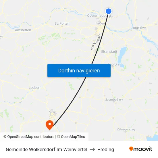 Gemeinde Wolkersdorf Im Weinviertel to Preding map