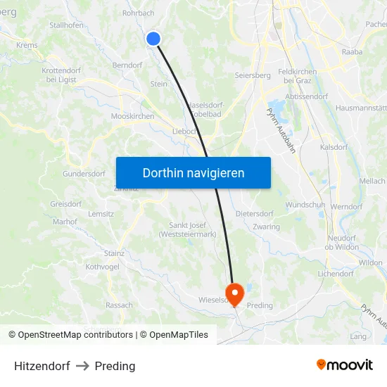 Hitzendorf to Preding map
