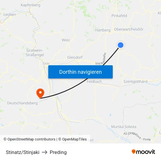 Stinatz/Stinjaki to Preding map