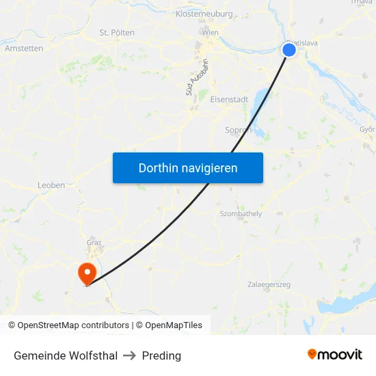 Gemeinde Wolfsthal to Preding map