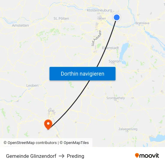 Gemeinde Glinzendorf to Preding map