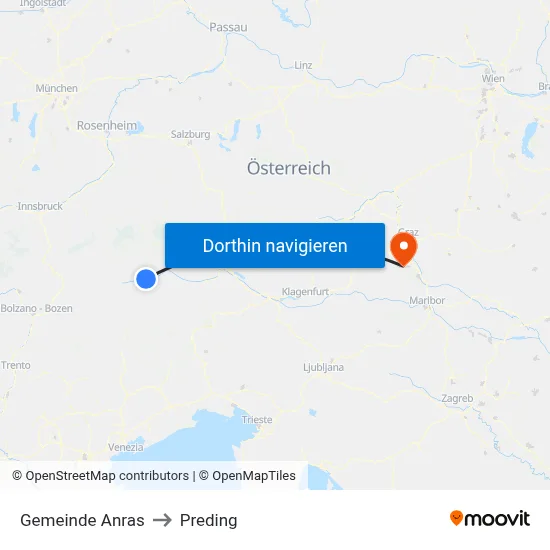 Gemeinde Anras to Preding map