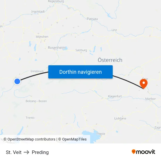 St. Veit to Preding map