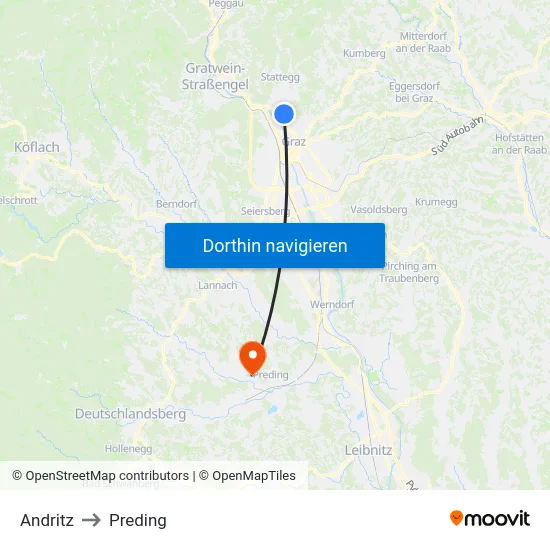 Andritz to Preding map