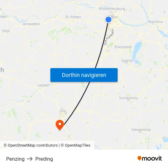 Penzing to Preding map