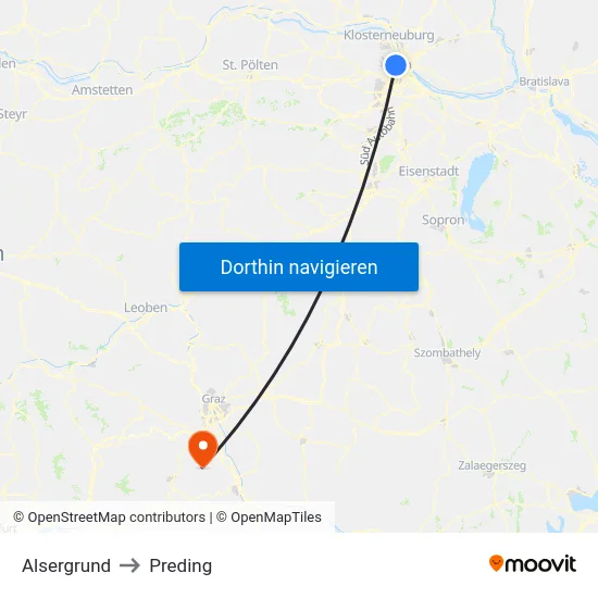 Alsergrund to Preding map
