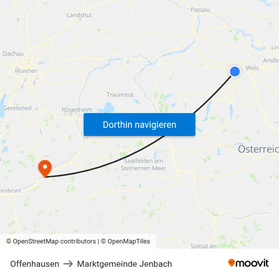 Offenhausen to Marktgemeinde Jenbach map